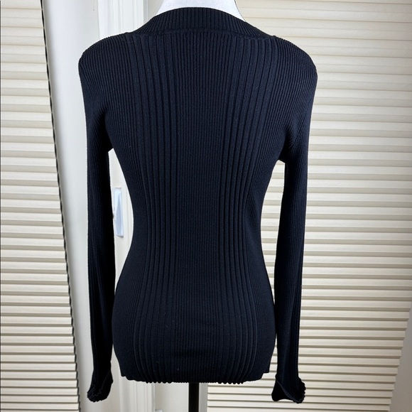 Black Ribbed Knit Sweater - Picture 7 of 13